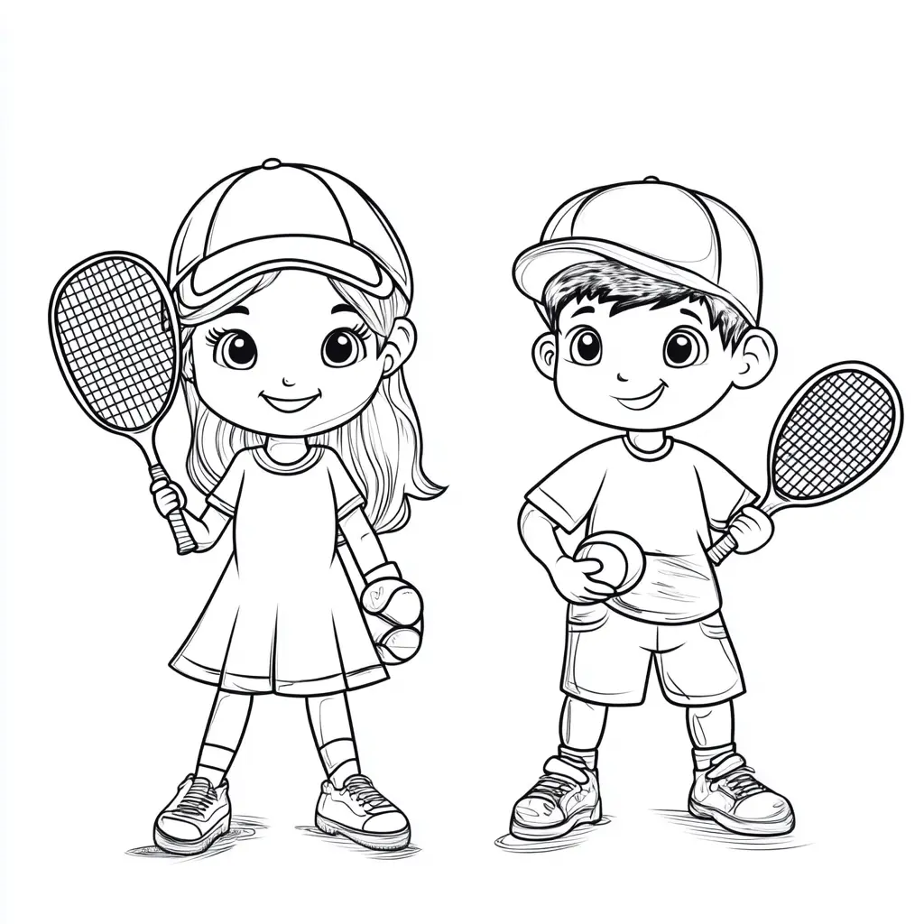 Dibujo juguemos al tenis para colorear Dibujo juguemos al tenis para colorear