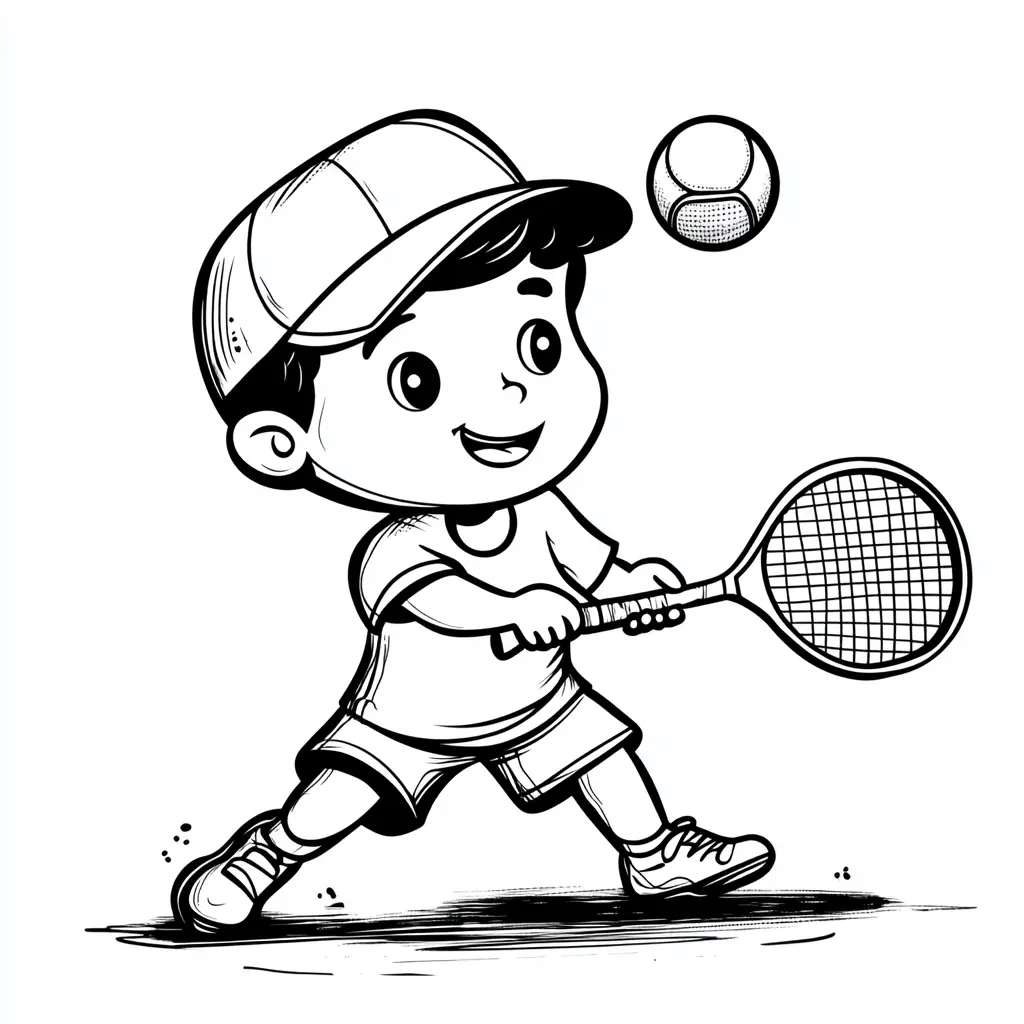Dibujo tenis divertido para colorear Dibujo tenis divertido para colorear