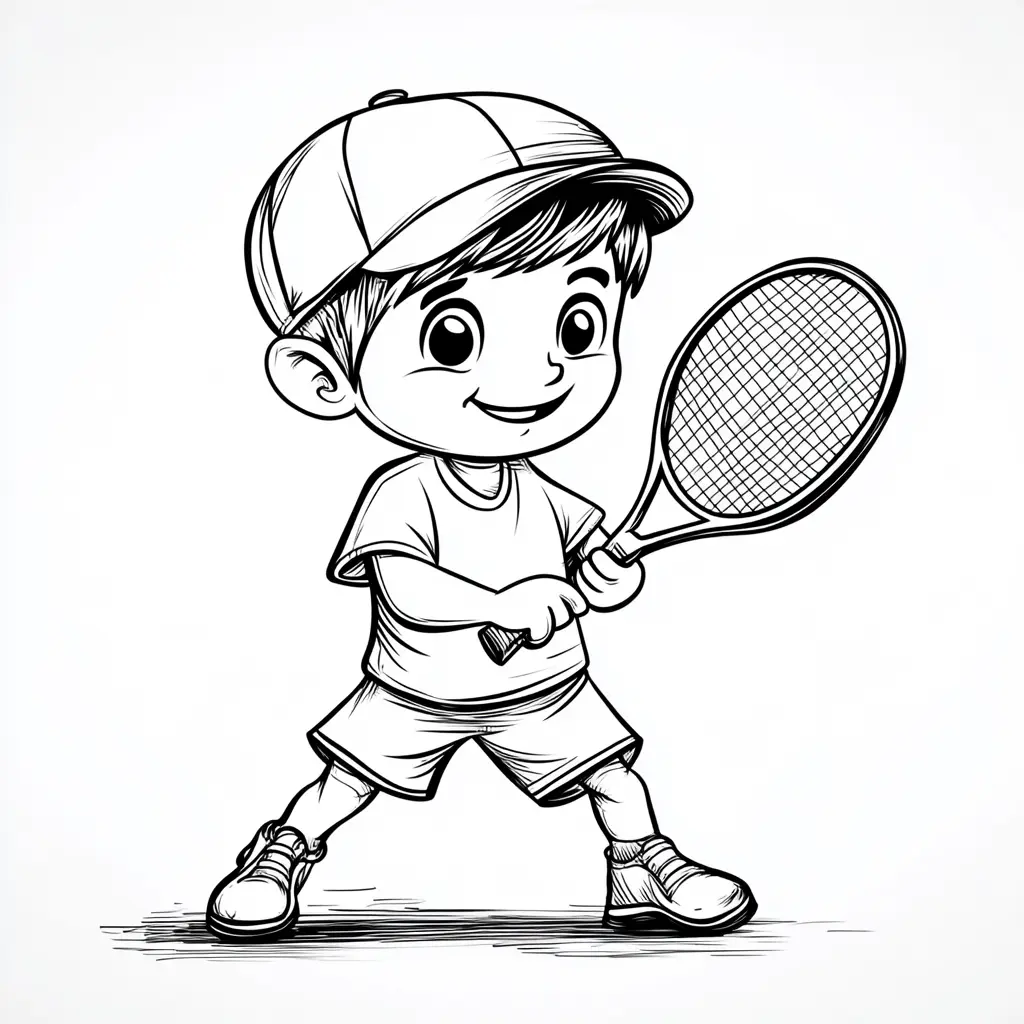 Dibujo listo para el tenis para colorear Dibujo listo para el tenis para colorear
