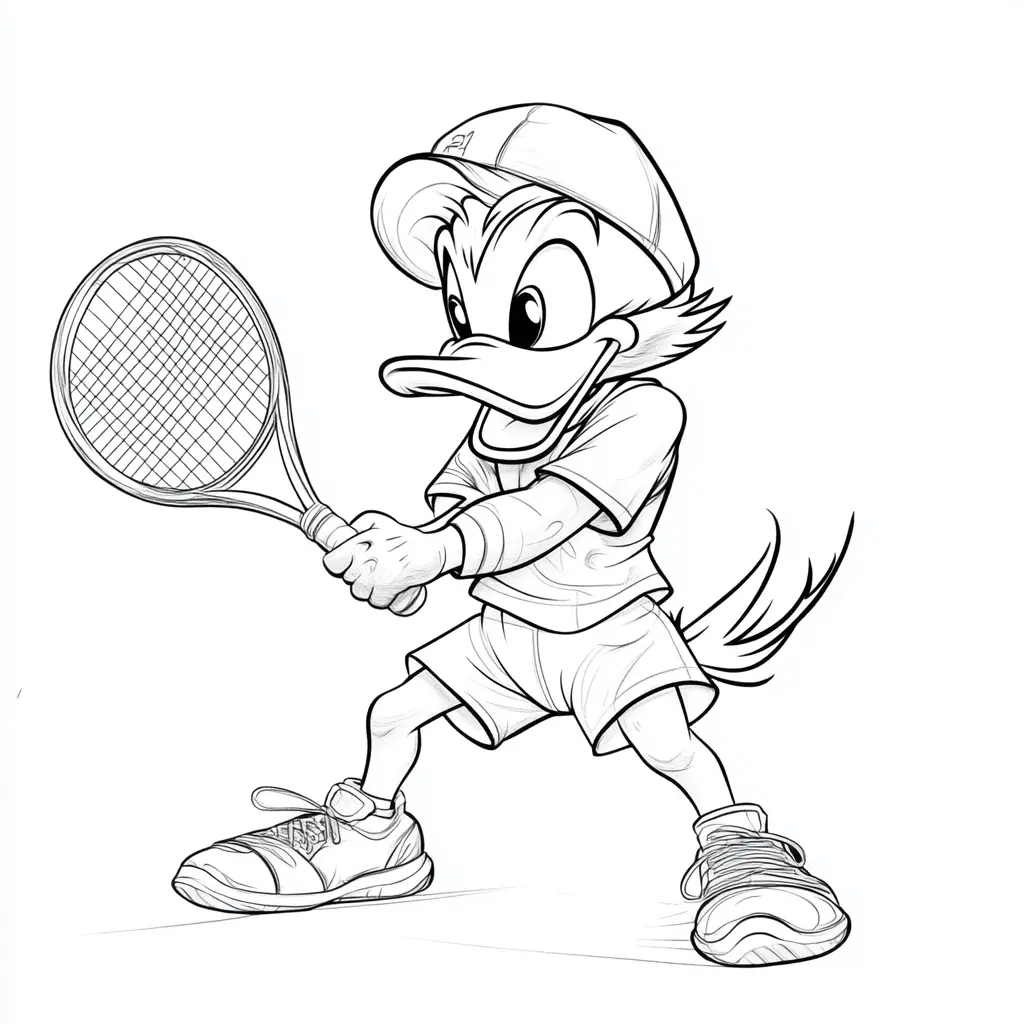 Dibujo el pato tenista para colorear Dibujo el pato tenista para colorear