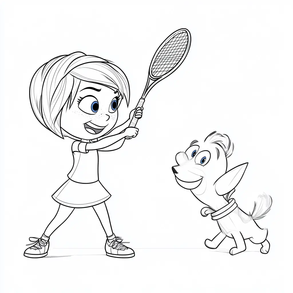 Dibujo tenista jugando con perrito para colorear Dibujo tenista jugando con perrito para colorear