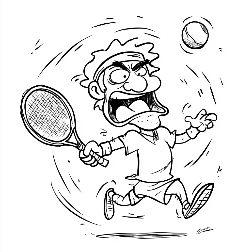 Dibujo corriendo en la cancha de tenis para colorear Dibujo corriendo en la cancha de tenis para colorear