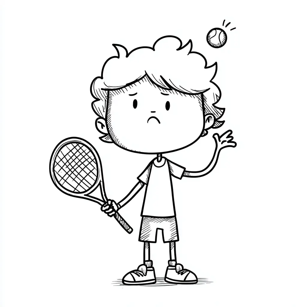 Dibujo muchacho con raqueta de tenis para colorear Dibujo muchacho con raqueta de tenis para colorear