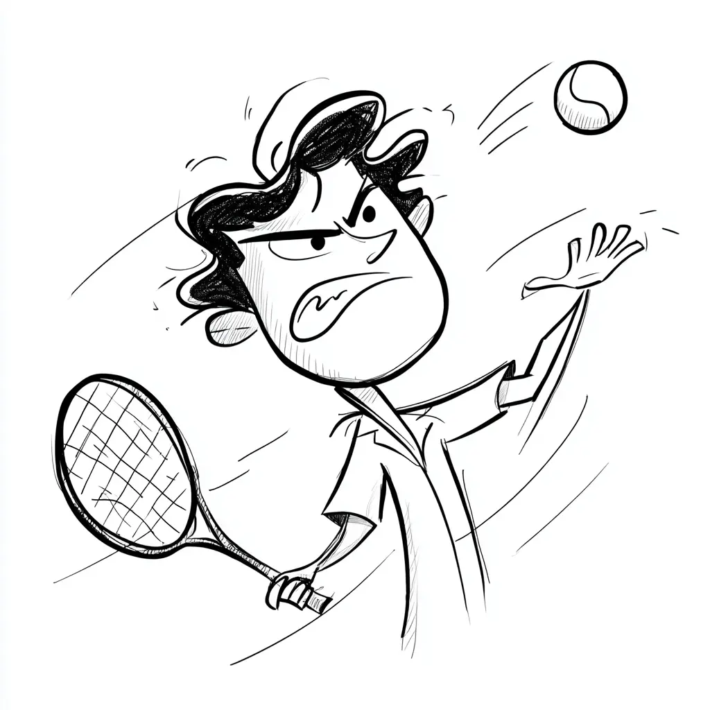 Dibujo caricatura de tenista para colorear Dibujo caricatura de tenista para colorear