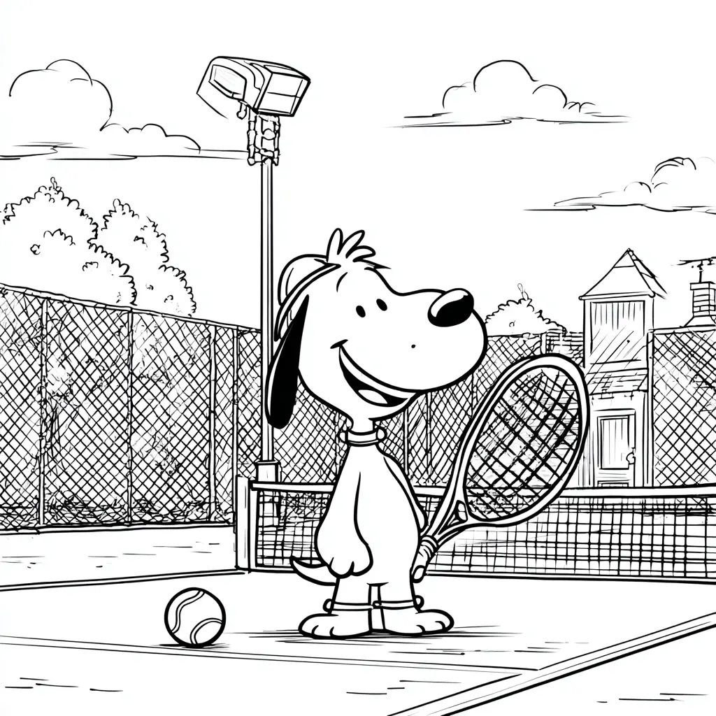 Dibujo la mascota tenista para colorear Dibujo la mascota tenista para colorear