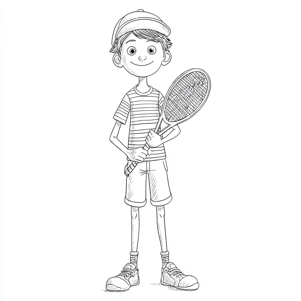 Dibujo joven tenista alegre para colorear Dibujo joven tenista alegre para colorear