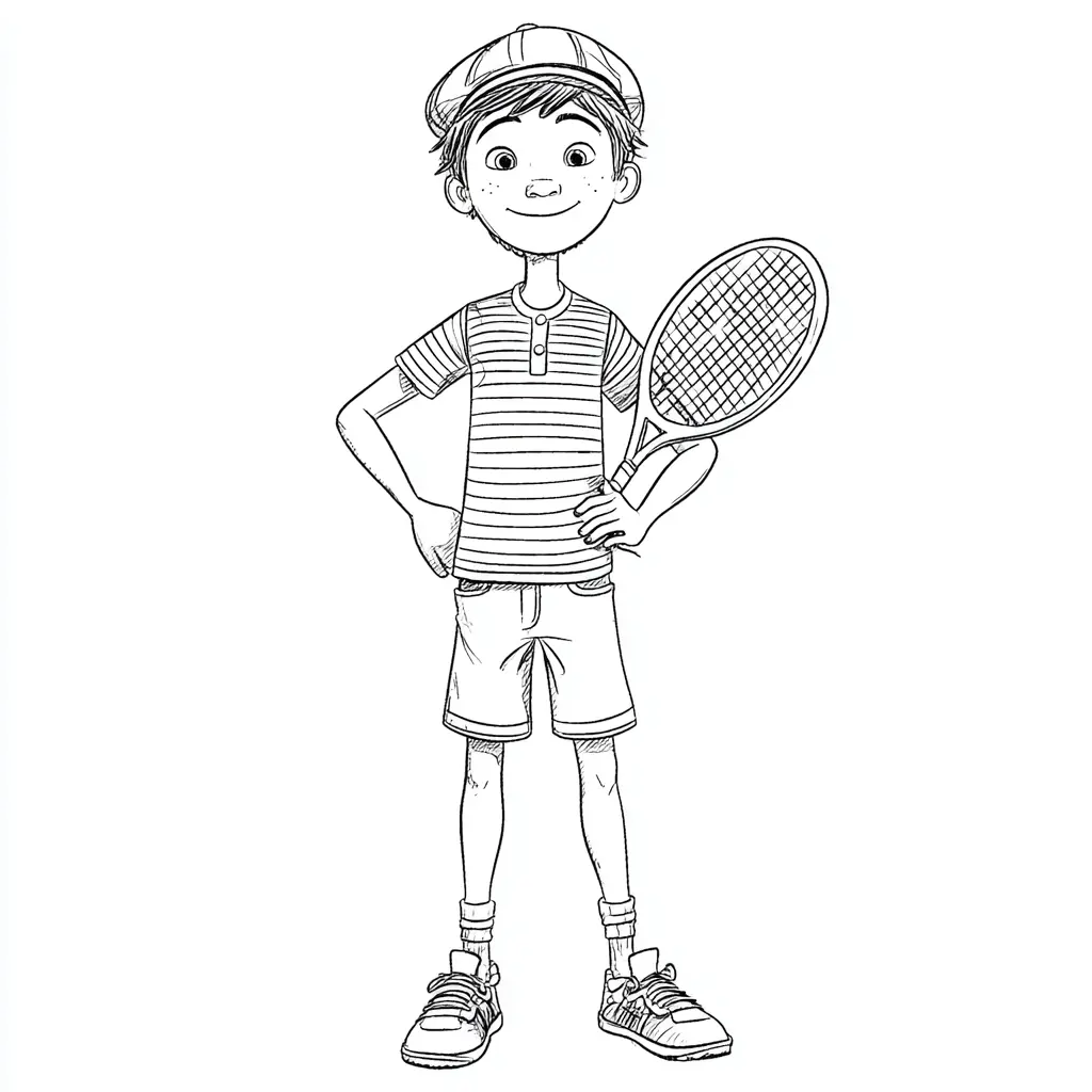 Dibujo joven tenista feliz para colorear Dibujo joven tenista feliz para colorear