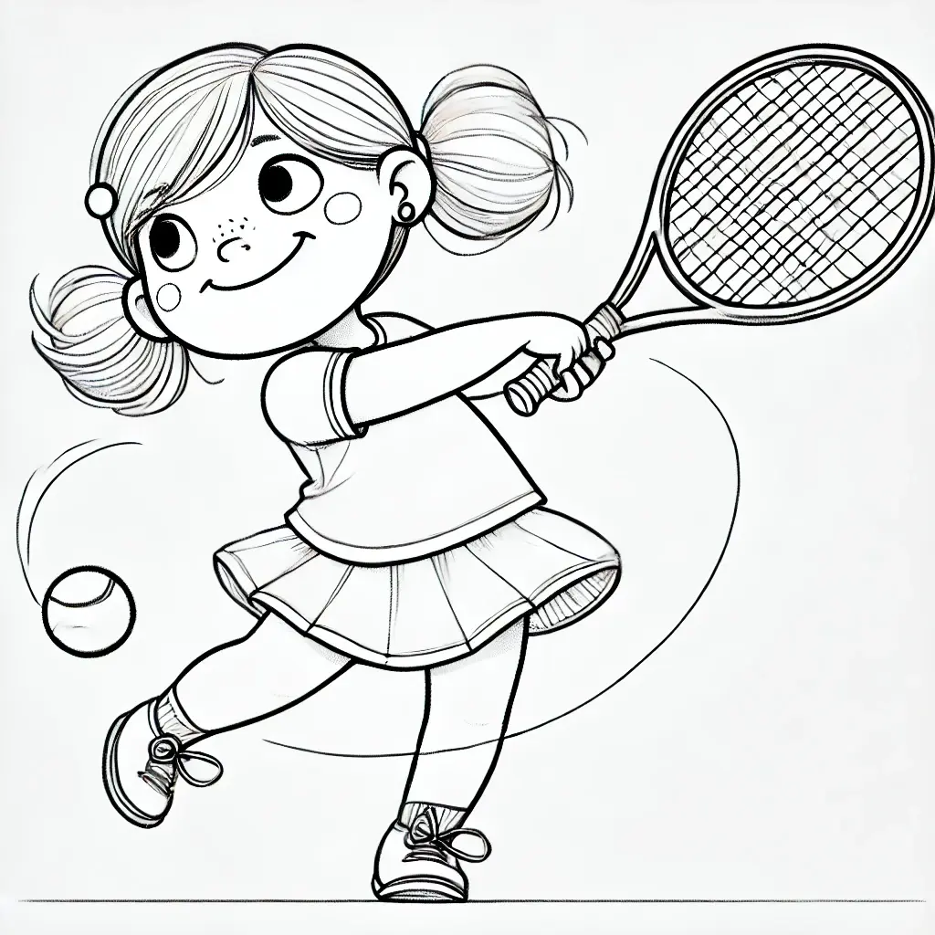 Dibujo la pequeña tenista para colorear Dibujo la pequeña tenista para colorear