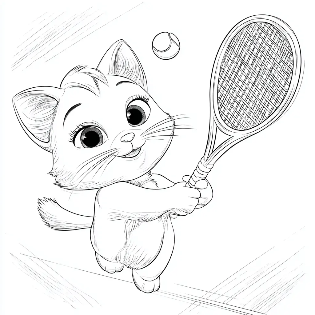 Dibujo la gatita tenista para colorear Dibujo la gatita tenista para colorear