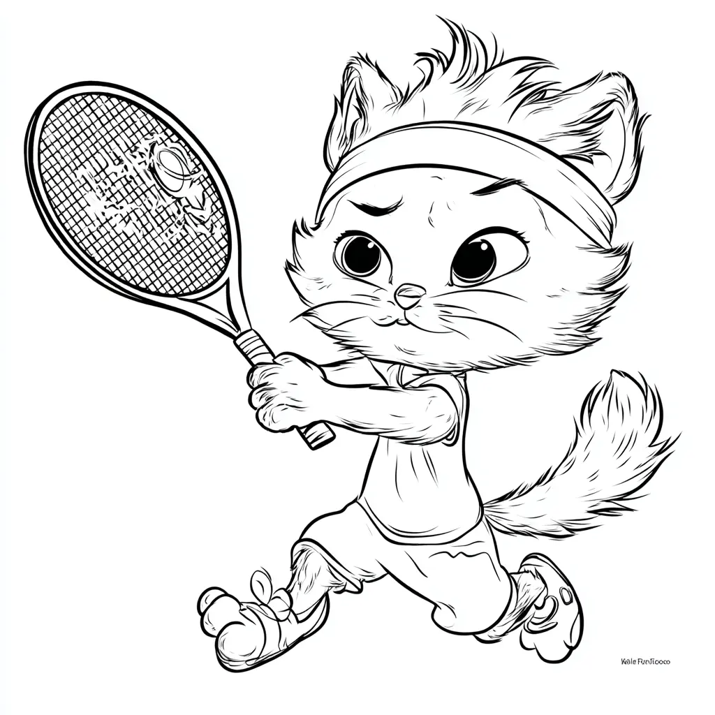 Dibujo el felino tenista para colorear Dibujo el felino tenista para colorear