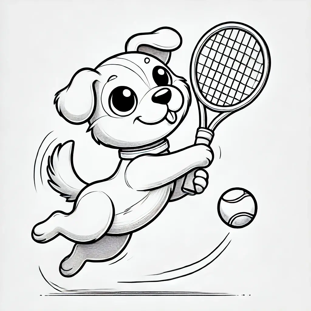 Dibujo el perro tenista para colorear Dibujo el perro tenista para colorear