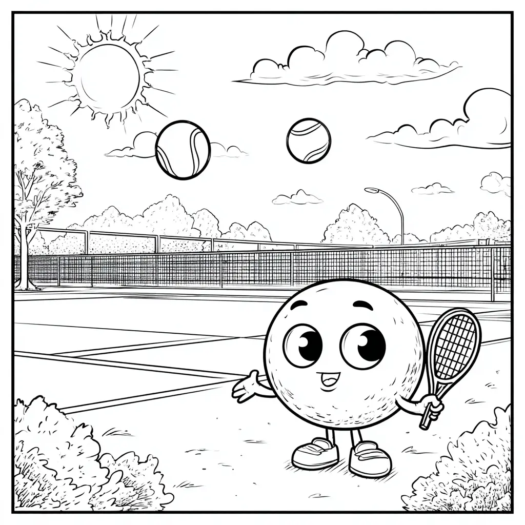 Dibujo la pelota de tenis jugando al tenis para colorear Dibujo la pelota de tenis jugando al tenis para colorear