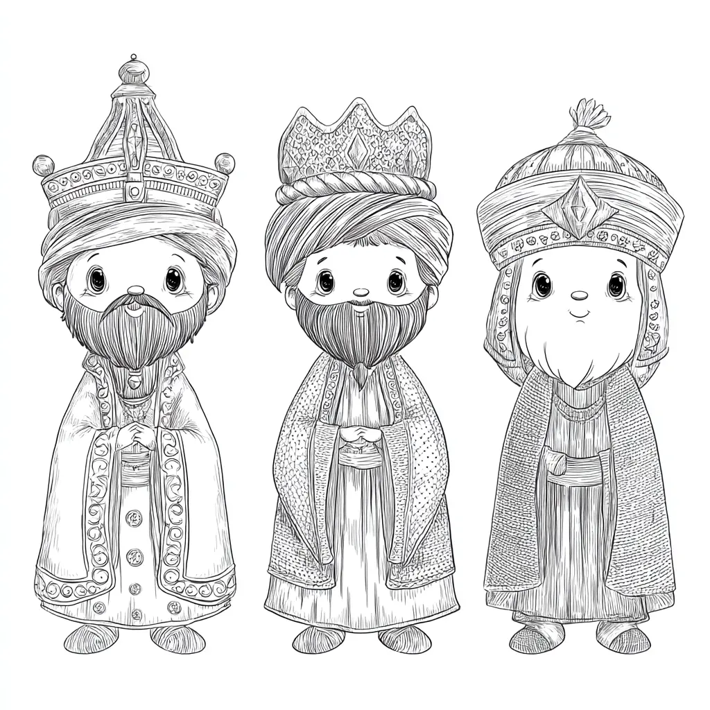 Dibujo de Los tres Reyes Magos para colorear