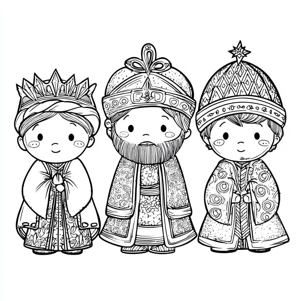 Dibujo de Los pequeños Reyes Magos para colorear