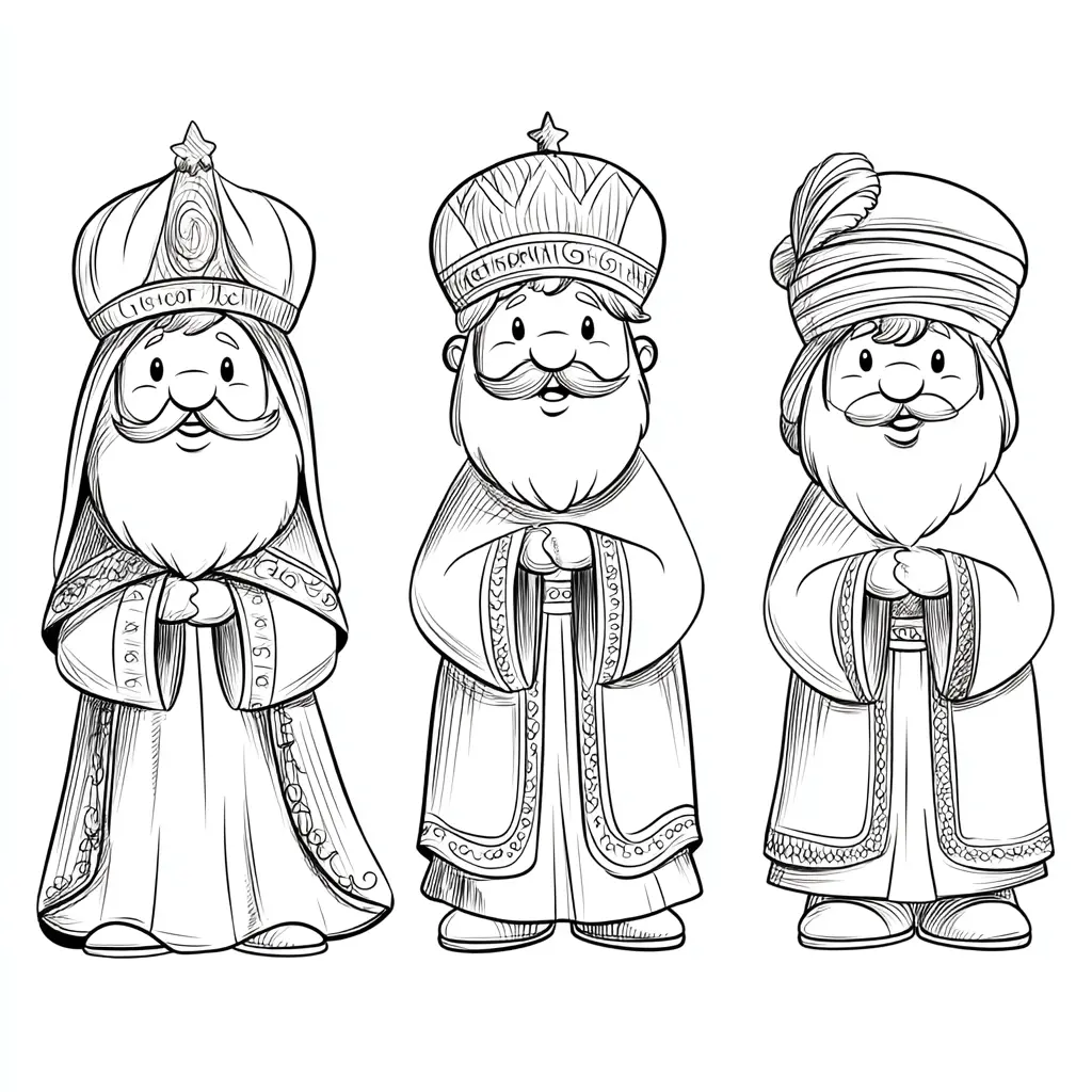 Dibujo de Los tres Reyes sabios para colorear