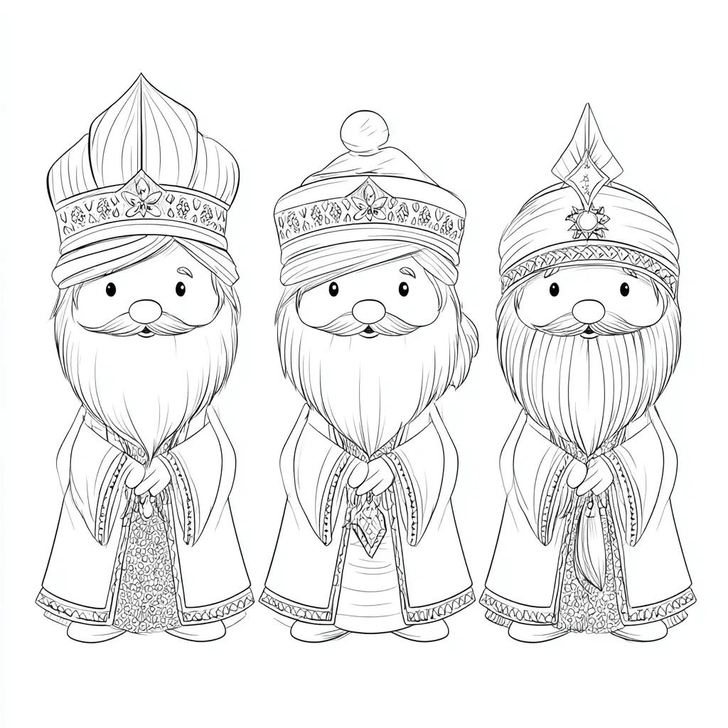 Dibujo de Tres Reyes, tres coronas para colorear