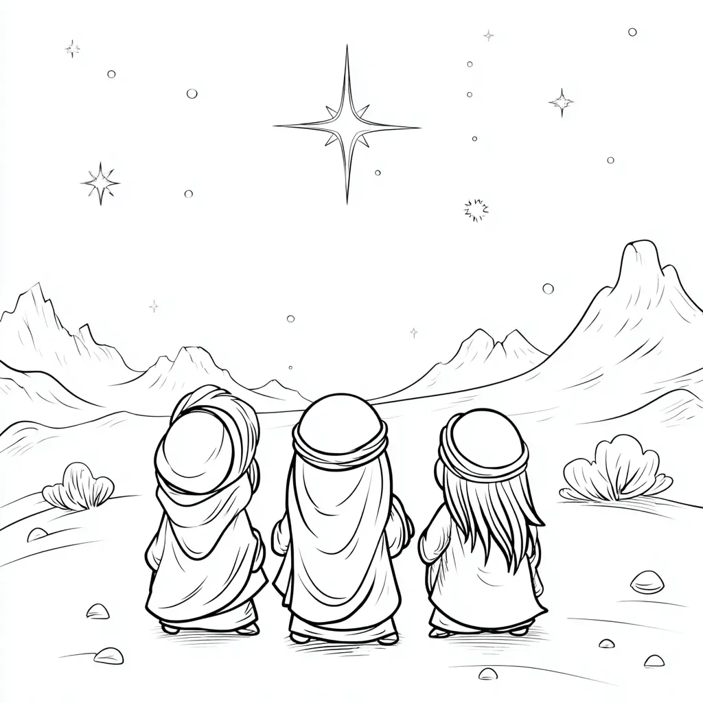 Dibujo de La estrella de los Reyes para colorear