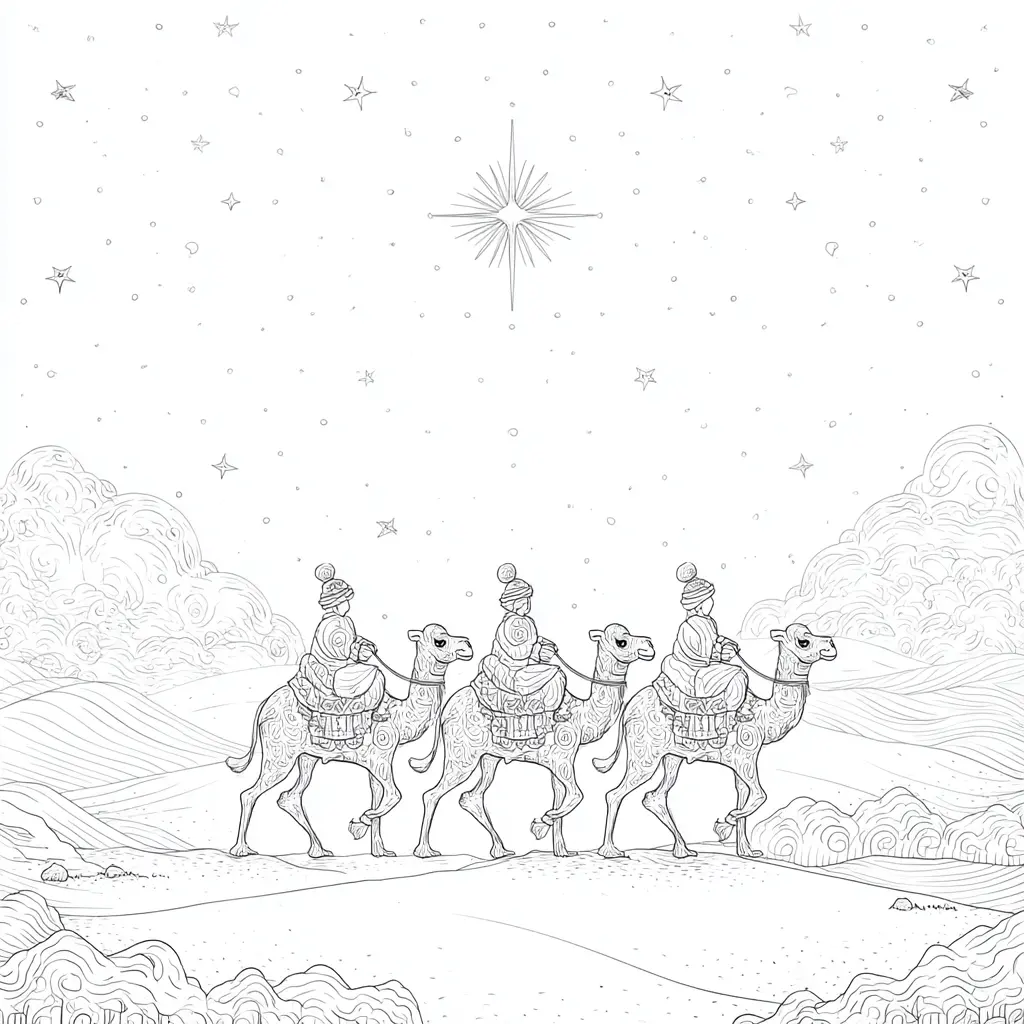 Dibujo de Siguiendo la estrella para colorear