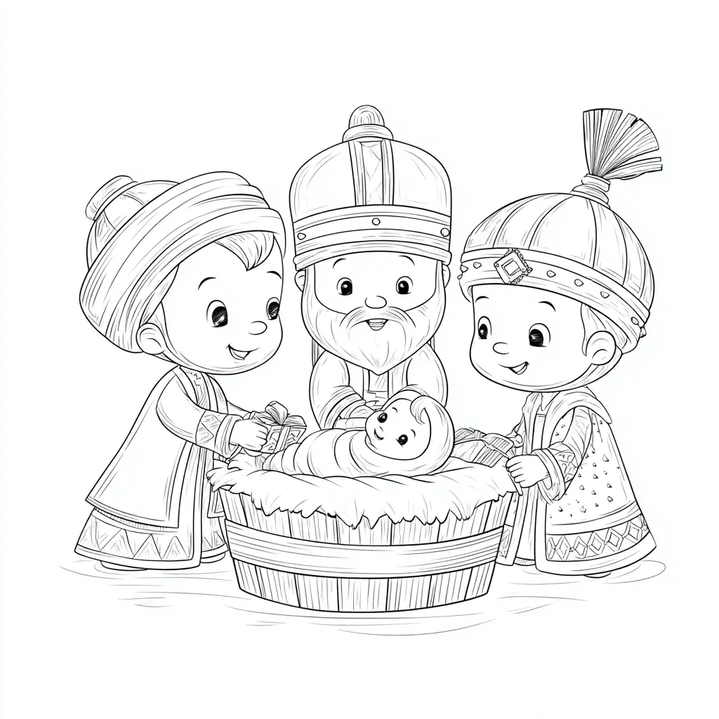 Dibujo de Alegre adoración de Jesús para colorear