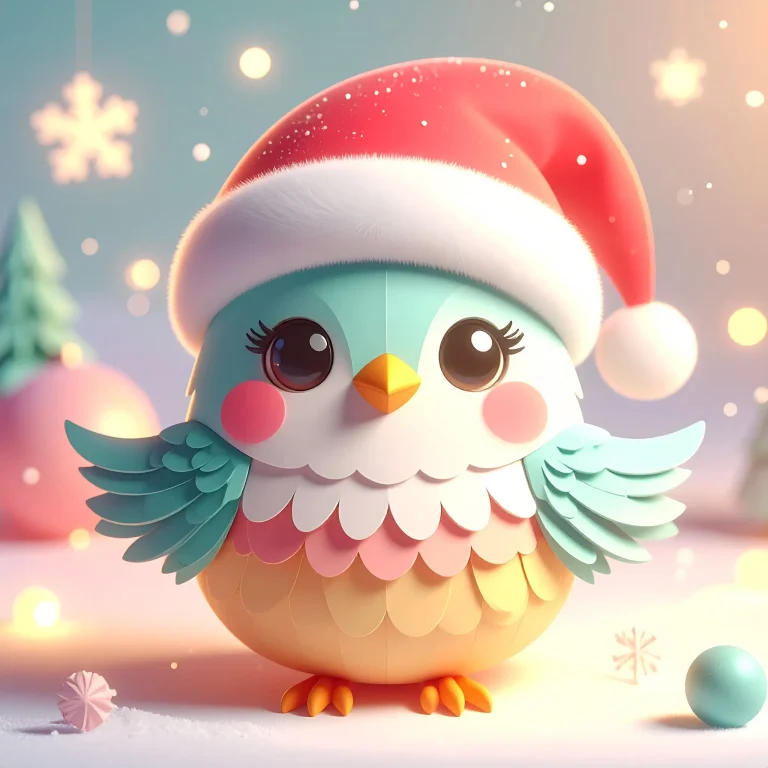 Dibujos de pájaros con gorro de Navidad para colorear ❤️ | Minenito