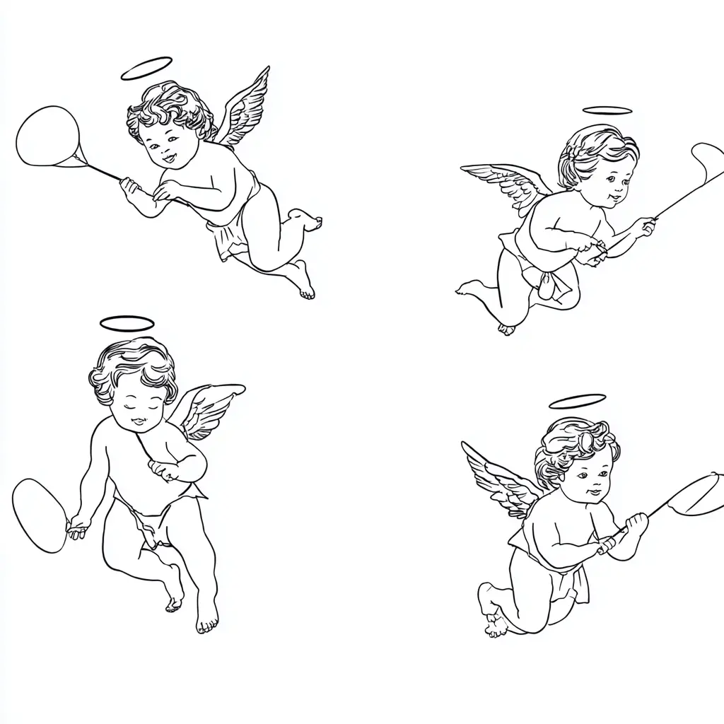 Dibujo de Angelitos jugando para colorear