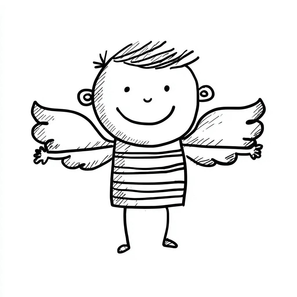 Dibujo de pequeño angelito para colorear
