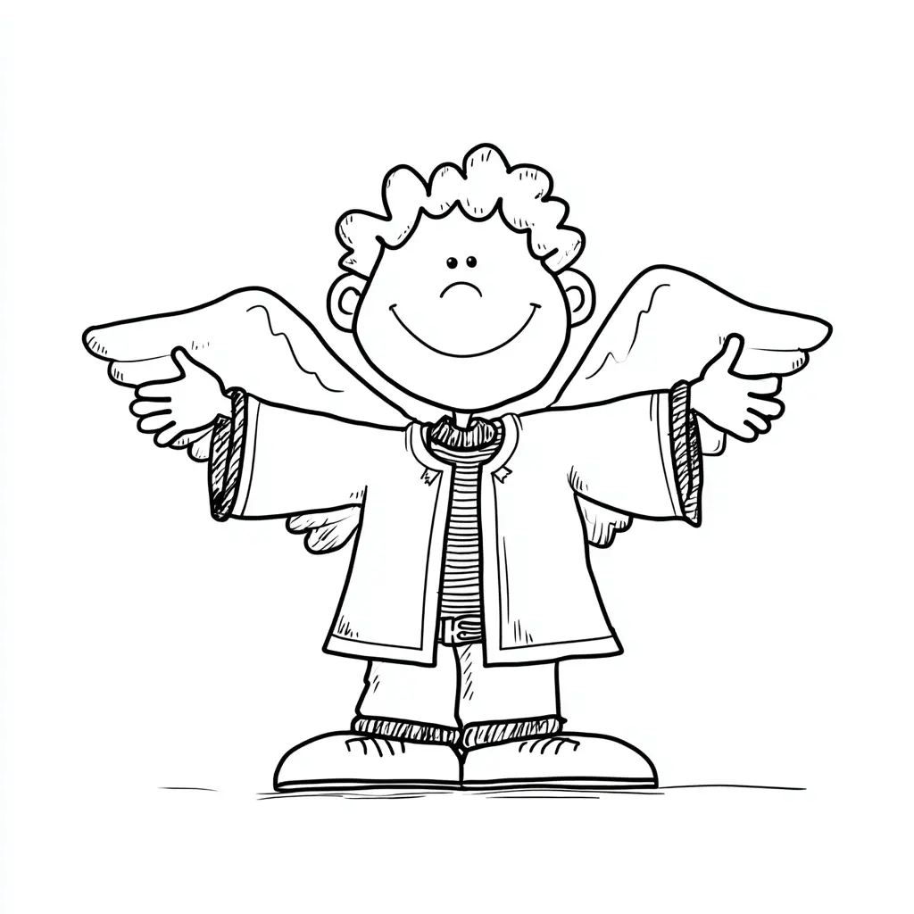 Dibujo de un ángel amigo para colorear