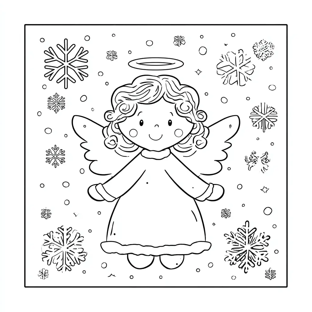 Dibujo de ángel de navidad para colorear