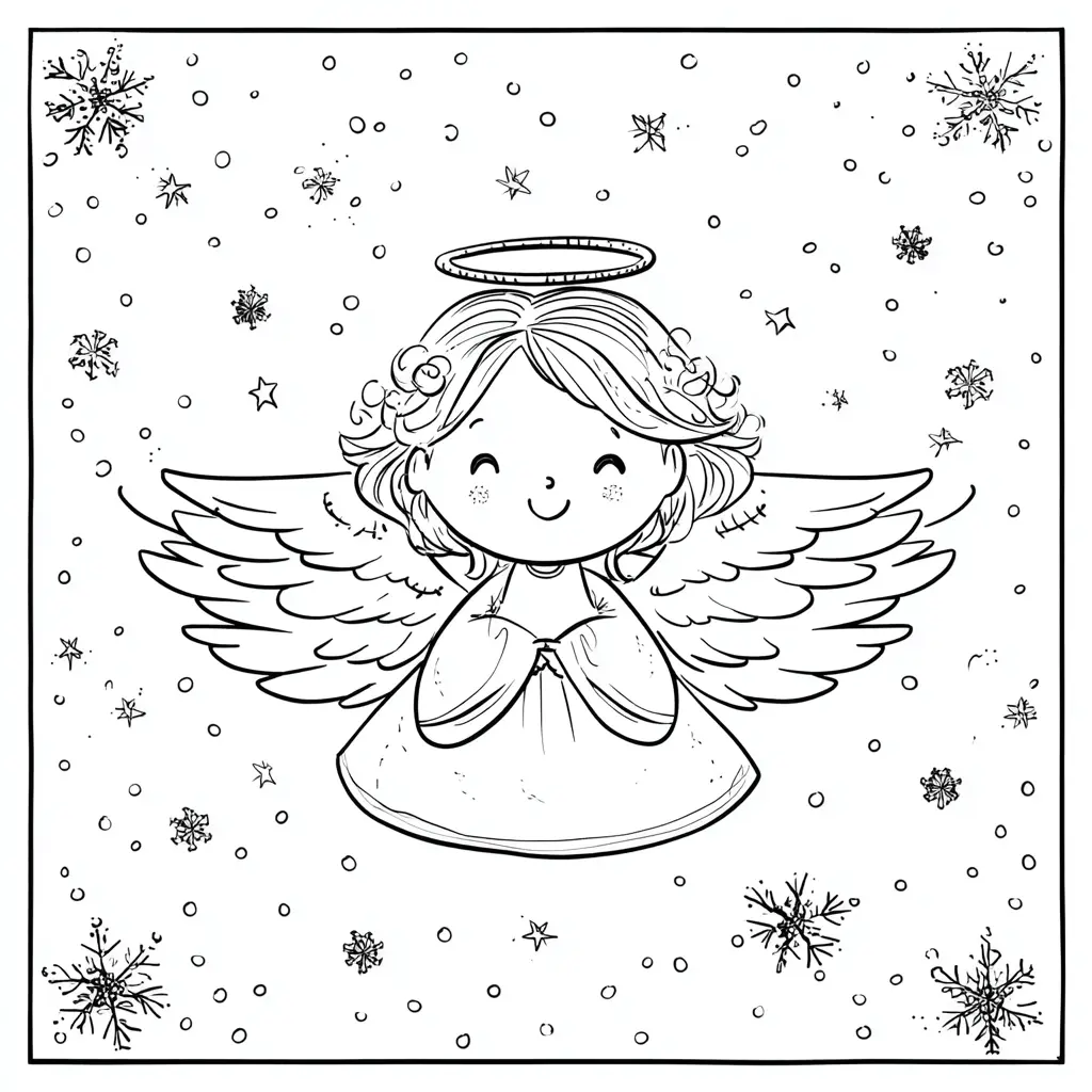 Dibujo de un ángel navideño para colorear