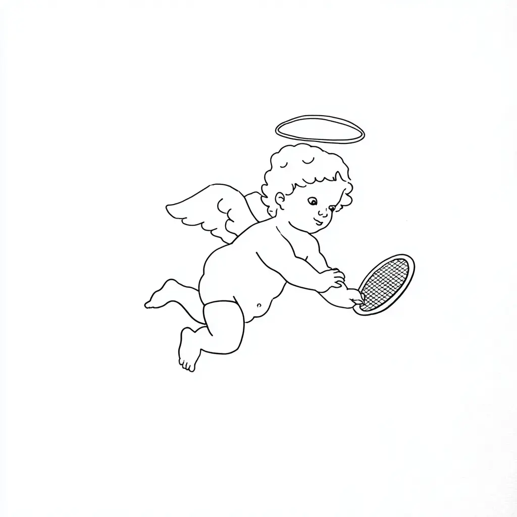 Dibujo de un ángel jugando para colorear