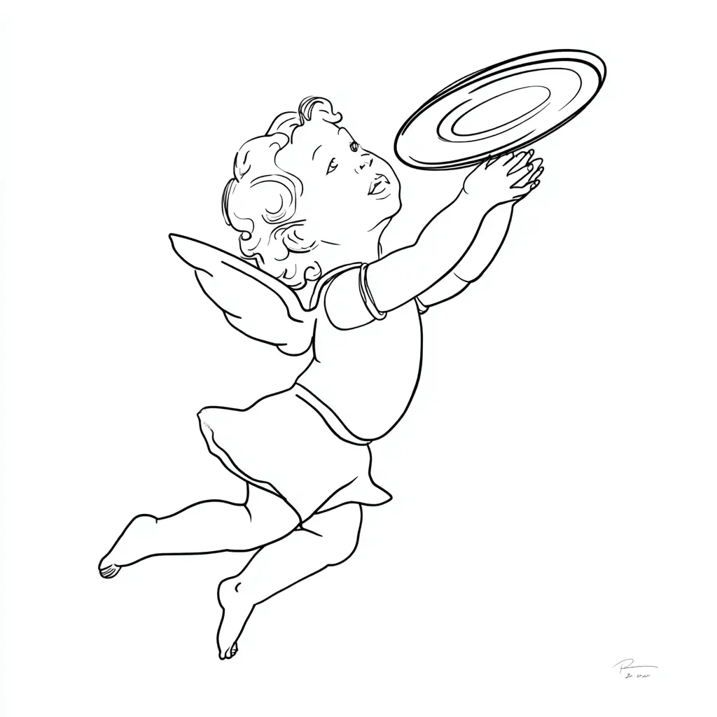 Dibujo de el querubín juguetón para colorear