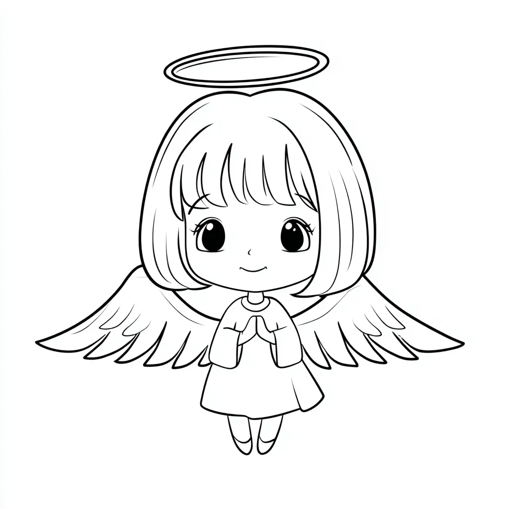 Dibujo de un ángel chibi para colorear