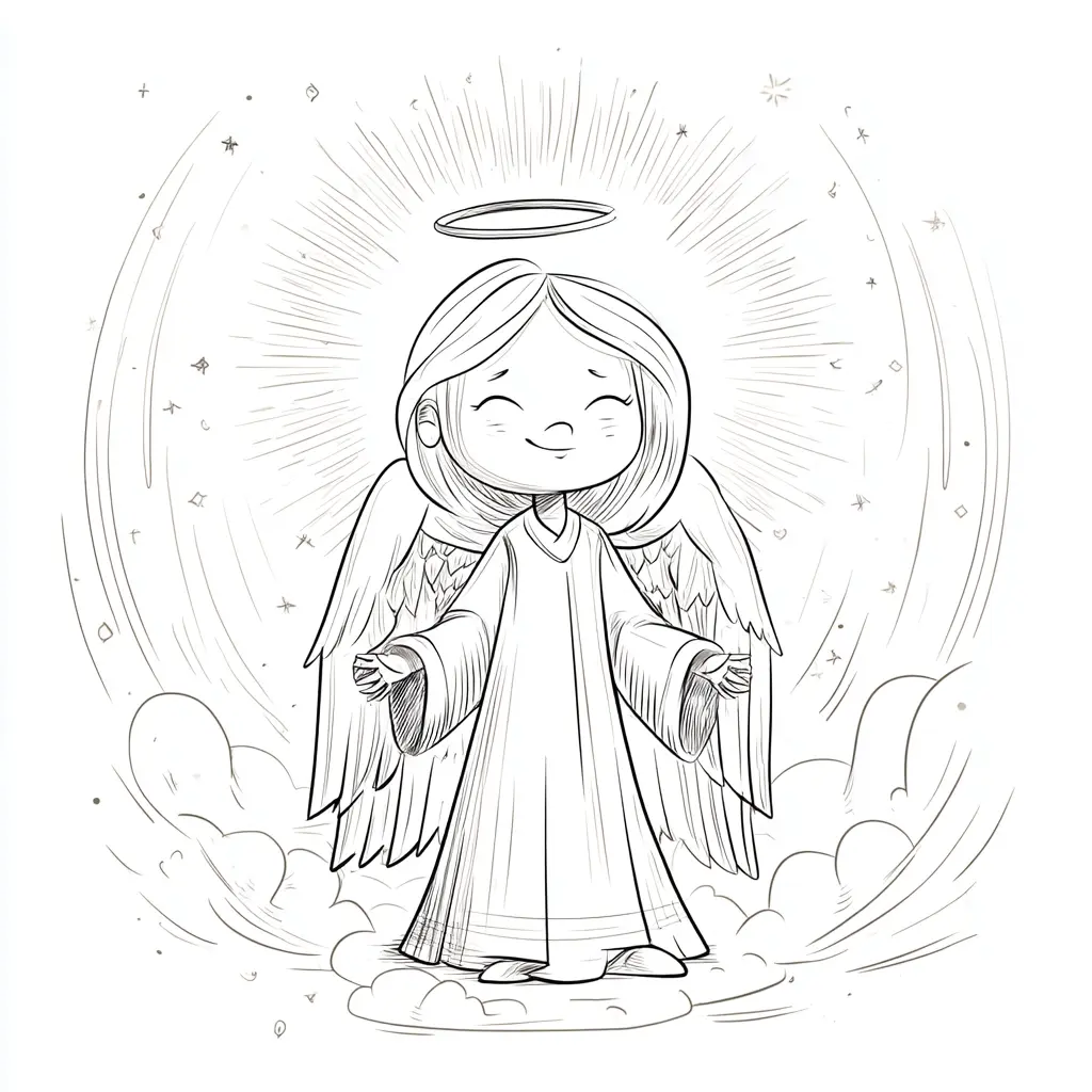 Dibujo de un ángel encantador para colorear