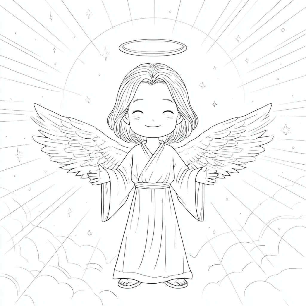 Dibujo de ángel de bondad para colorear