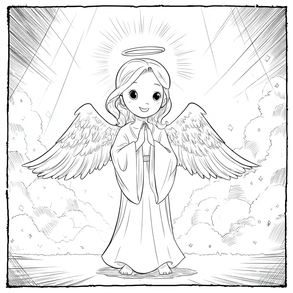 Dibujo de belleza de un ángel para colorear