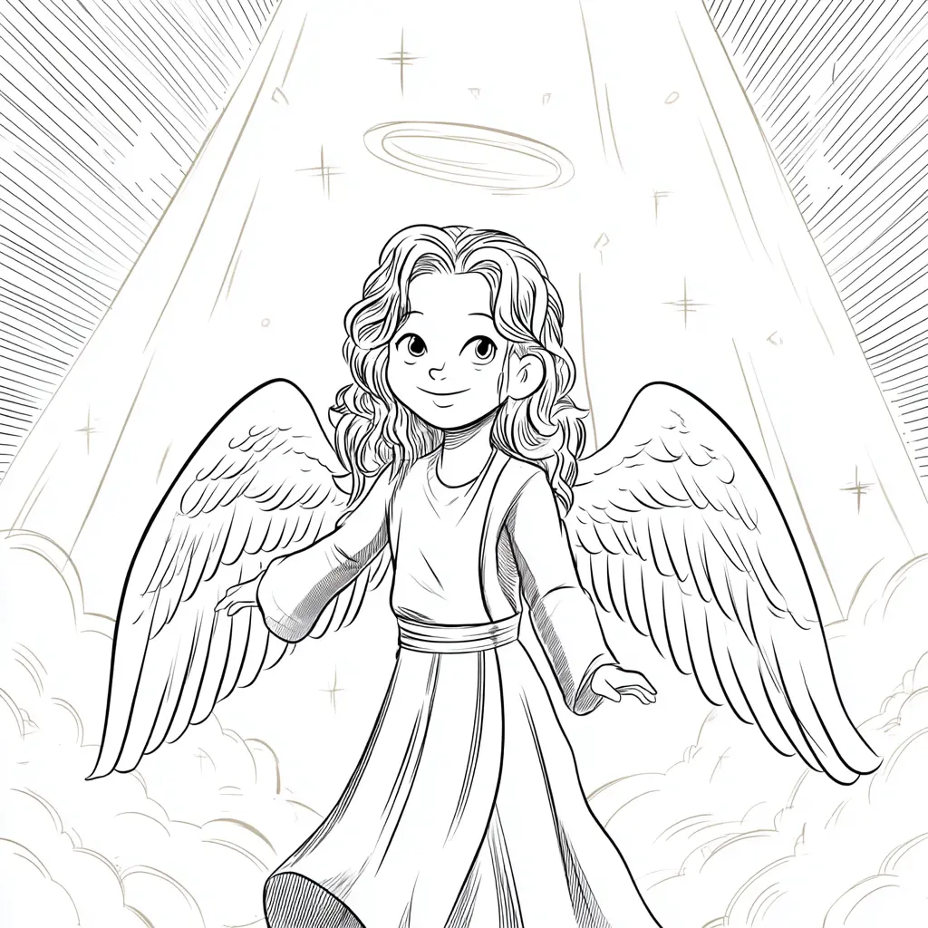 Dibujo de un ángel celestial para colorear