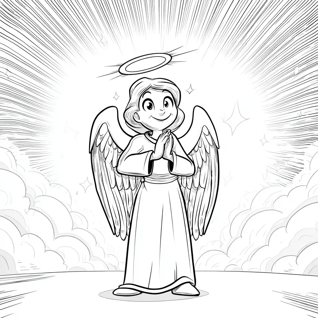 Dibujo de ángel con gracia para colorear
