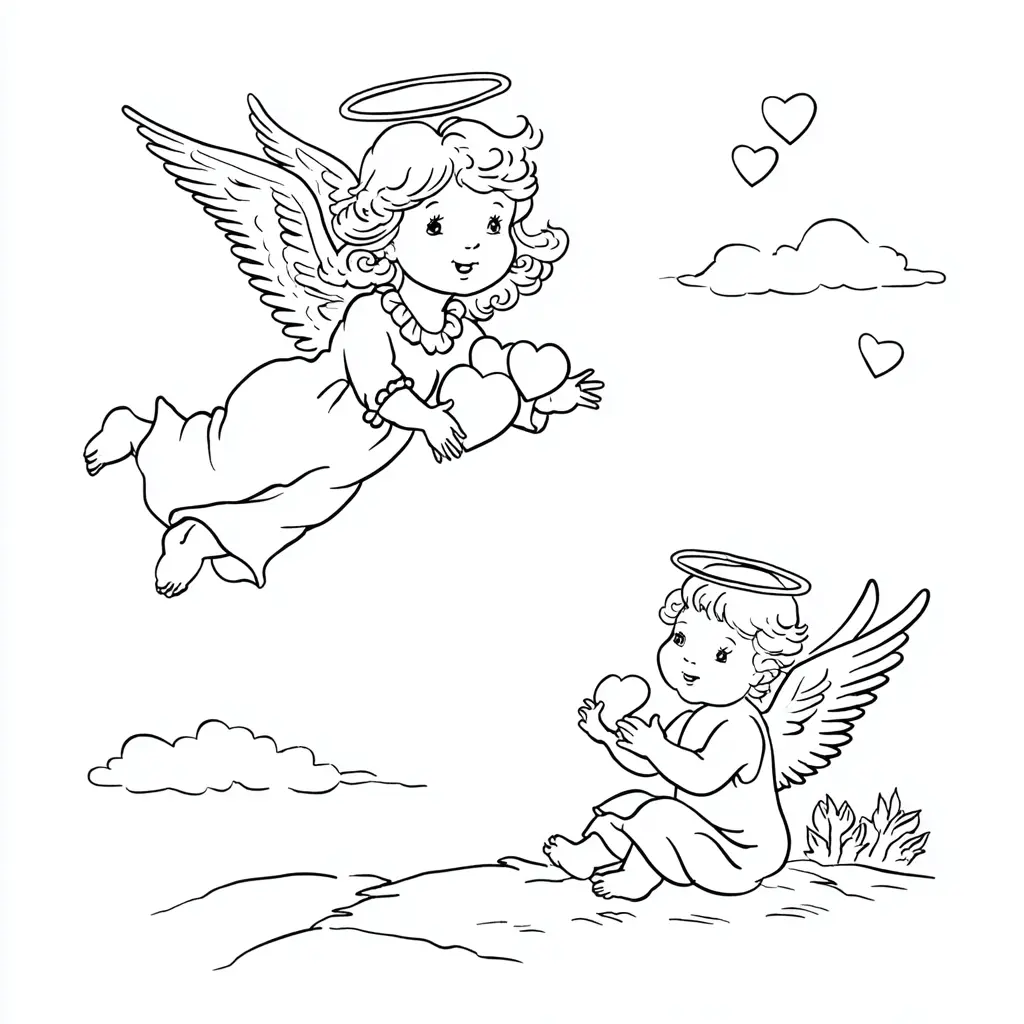 Dibujo de Ángeles de amor para colorear