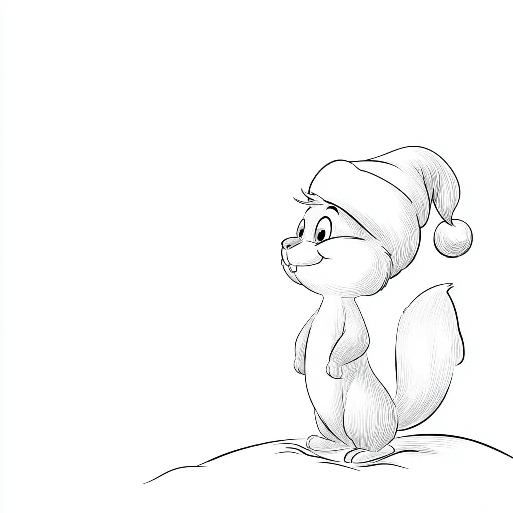 Dibujo de la ardilla mira la nieve para colorear Dibujo de la ardilla mira la nieve para colorear