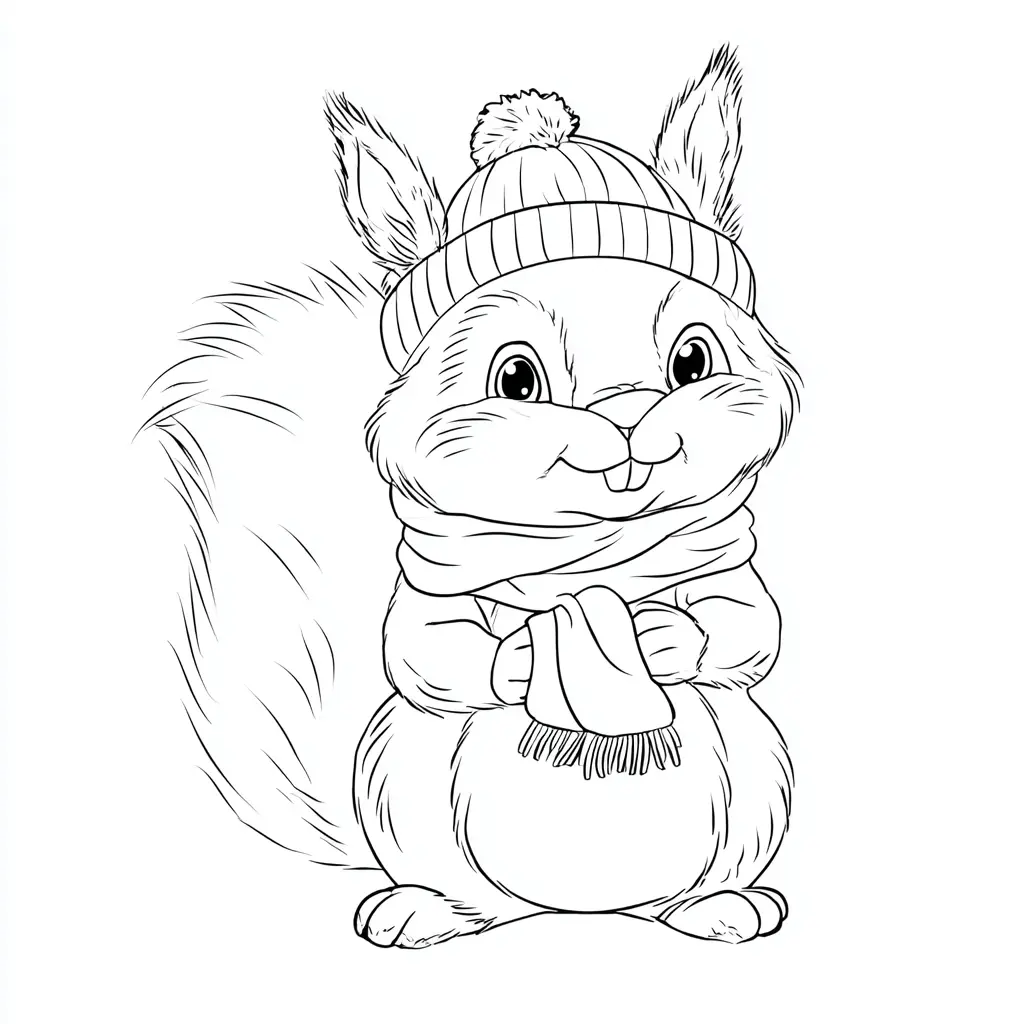 Dibujo de ardilla espera la navidad para colorear Dibujo de ardilla espera la navidad para colorear