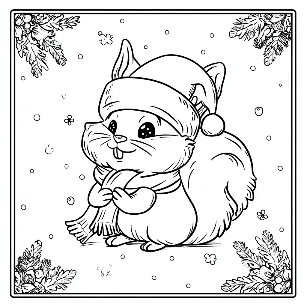 Dibujo de la ardilla navideña para colorear Dibujo de la ardilla navideña para colorear