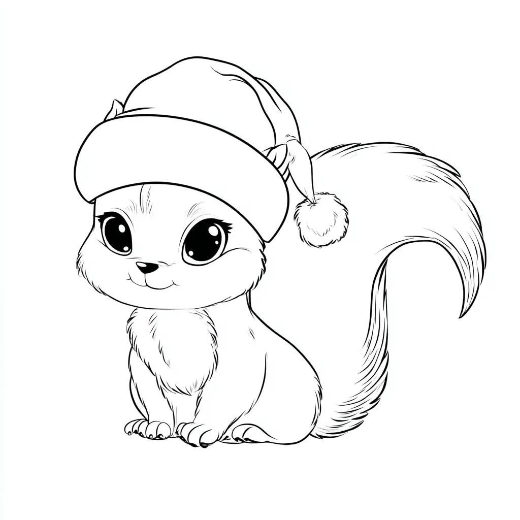 Dibujo de ardilla bonita en Navidad para colorear Dibujo de ardilla bonita en Navidad para colorear