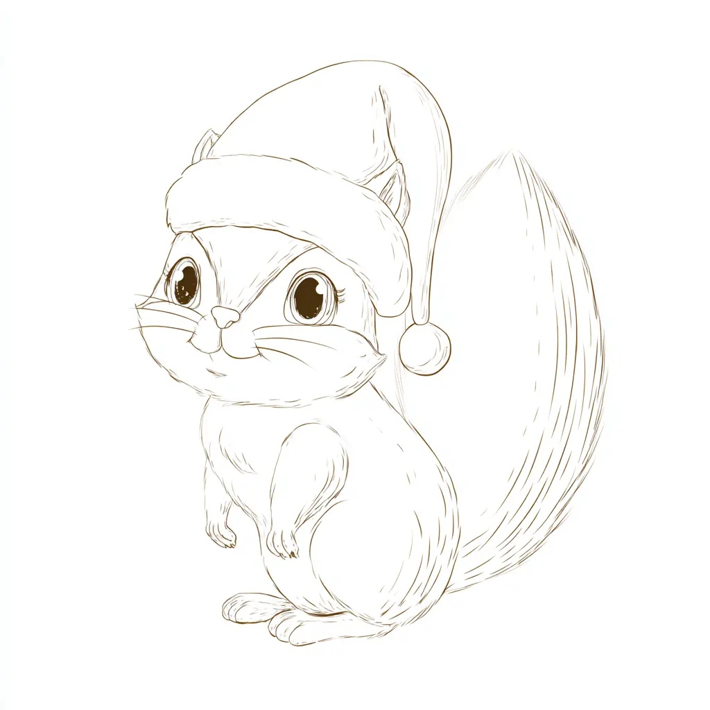 Dibujo de ardilla navideña sencilla para colorear Dibujo de ardilla navideña sencilla para colorear