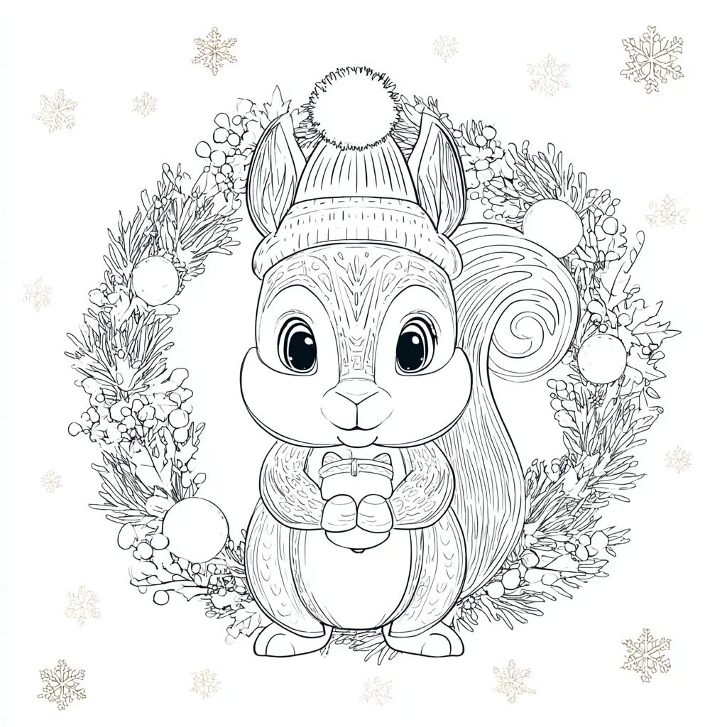 Dibujo de una ardilla navideña para colorear Dibujo de una ardilla navideña para colorear