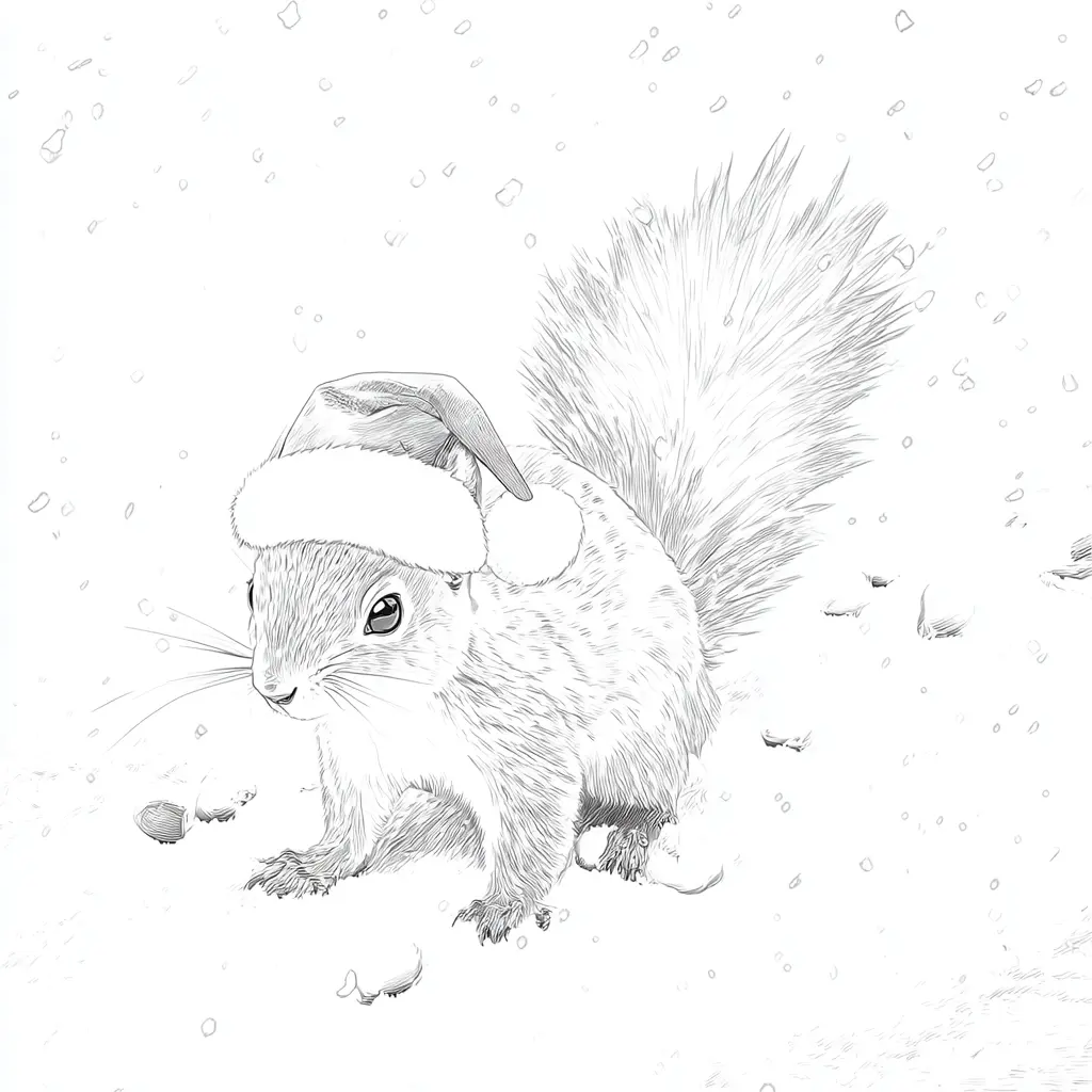 Dibujo de ardilla jugando en la nieve para colorear Dibujo de ardilla jugando en la nieve para colorear