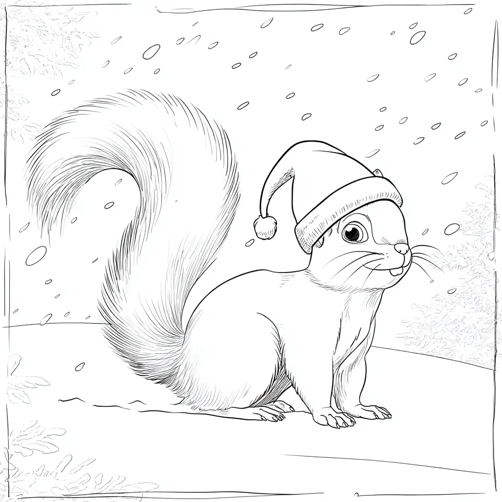 Dibujo de ardilla caminando en la nieve para colorear Dibujo de ardilla caminando en la nieve para colorear