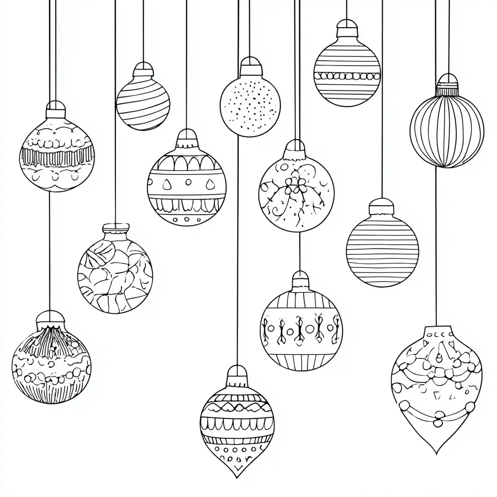 Dibujo de bolas de Navidad colgantes para colorear Dibujo de bolas de Navidad colgantes para colorear