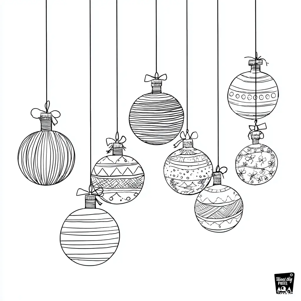 Dibujo de bolas de Navidad variadas para colorear Dibujo de bolas de Navidad variadas para colorear