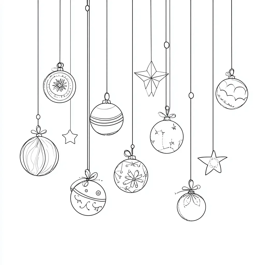 Dibujo de bolas Navidad diferentes estilos para colorear Dibujo de bolas Navidad diferentes estilos para colorear