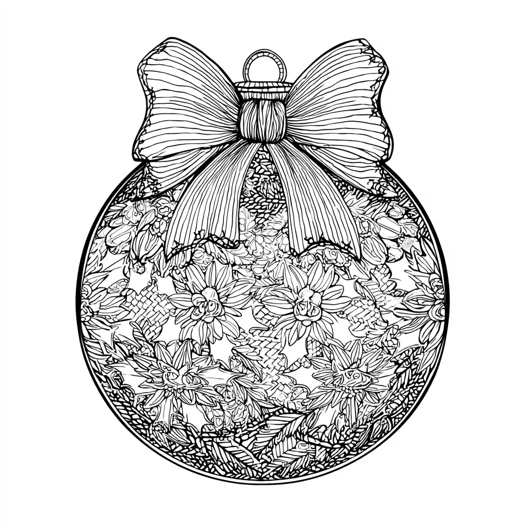 Dibujo de bola de Navidad con lazo para colorear Dibujo de bola de Navidad con lazo para colorear